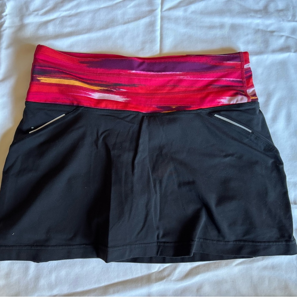 Athleta Velocity Running Skort S Small Black Abstract Sunset No-Slip Grip